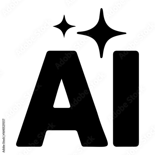Vector ai icon black ai letters with two stars above on a white background illustration on transparent background