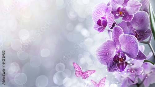 Delicate purple orchids with soft bokeh