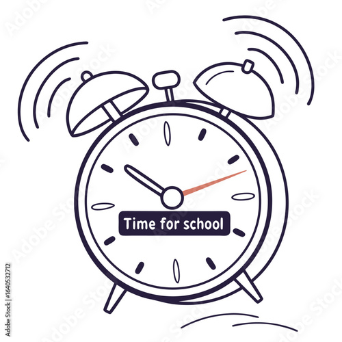 Alarm Clock Ringing Indicating It Is Time For School With a Schedule