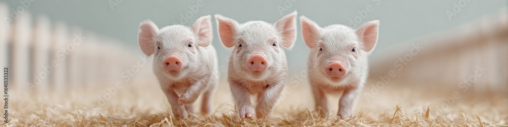 Fototapeta premium Authentic County Fair Day Piglet Racing at Summer Festival with Joyful Family Fun and Premium Rural Entertainment for Seasonal Marketing Campaigns
