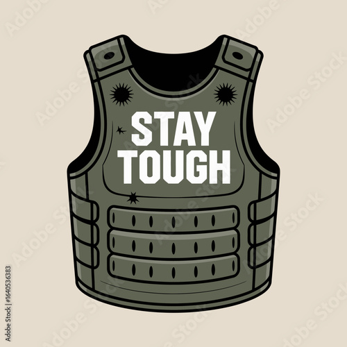 Stylish and Resilient Graphic Design of a Tactical Vest Featuring a Motivational Phrase for Inspirational Appeal