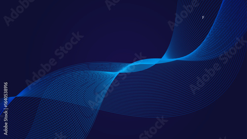 Blue line wave gradient background. Minimalist cover with vibrant perspective line wave in motion. Futuristic technology concept. social media, cover, banner, flyer, music, ads. vector illustration
