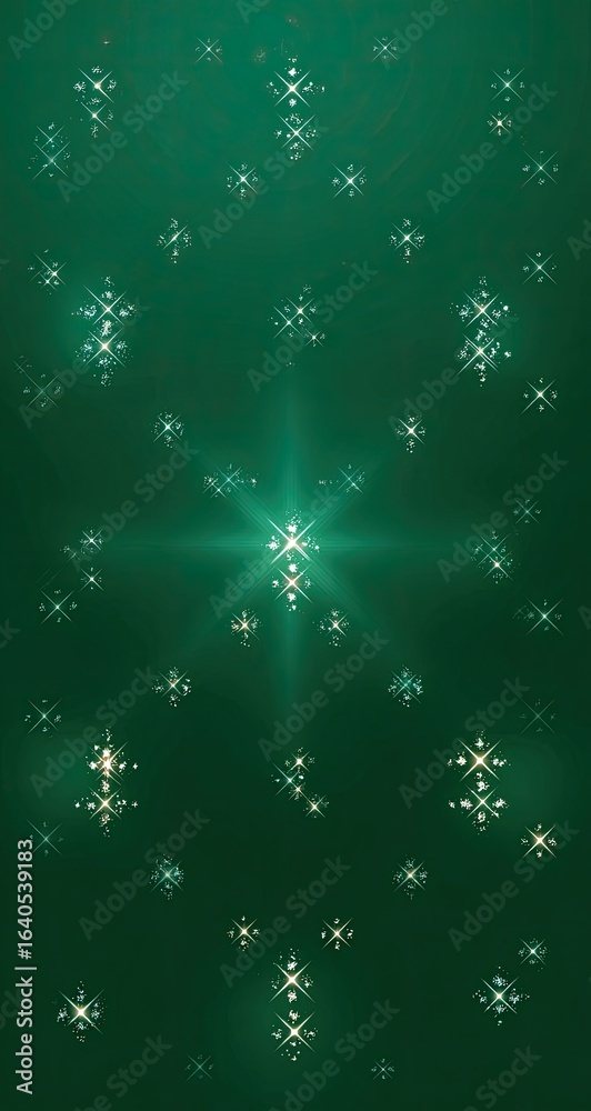 Fototapeta premium Green Festive Lights Sparkle, Winter Night, Holiday Background