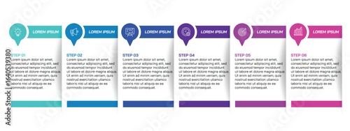 Steps business data visualization timeline process infographic template design with icons