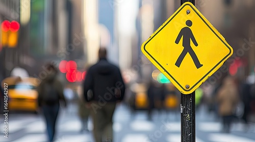 Wallpaper Mural Yellow pedestrian sign in city street Torontodigital.ca