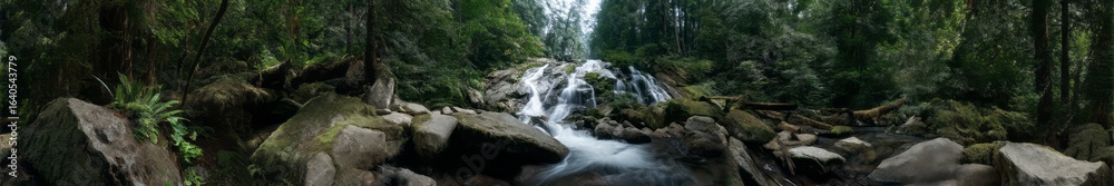 Naklejka premium Waterfall adventure forest hdr panorama nature