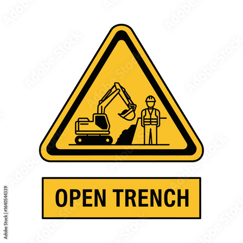 Open Trench Construction Warning Sign