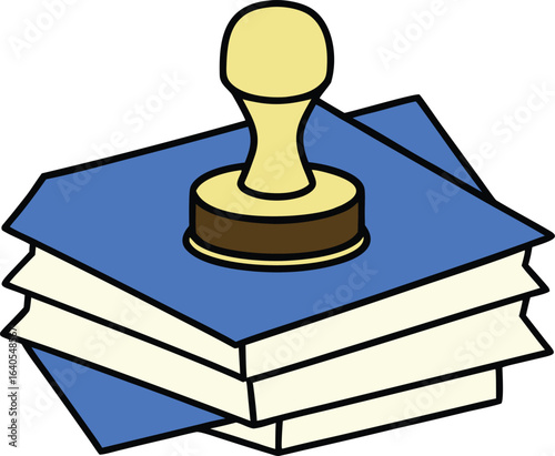 brass paperweight on stack of loose documents on transparent background