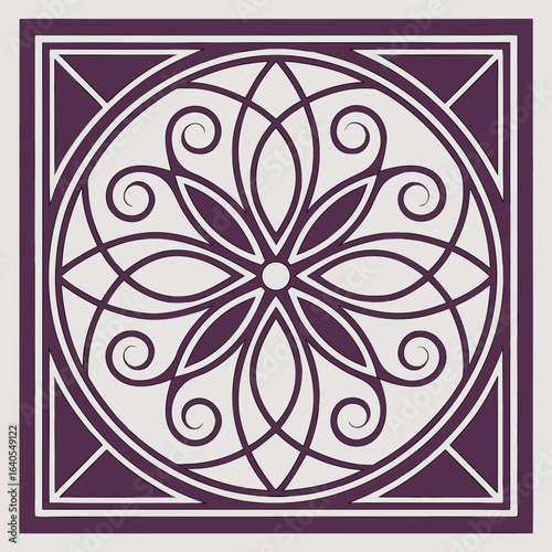 Intricate purple geometric medallion design abstract