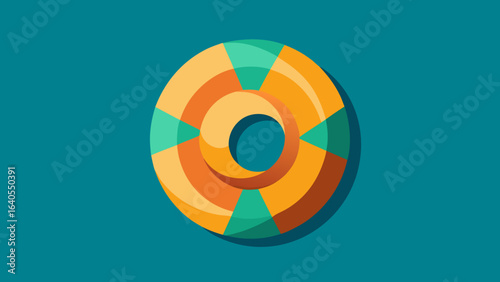 Stylized Lifebuoy with Orange and Teal Sections life preserver