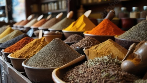 Colorful spice market display
