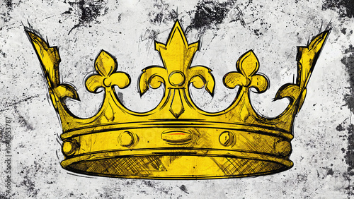 Wallpaper Mural Hand drawn gold crown in grunge sketch style on background": Torontodigital.ca