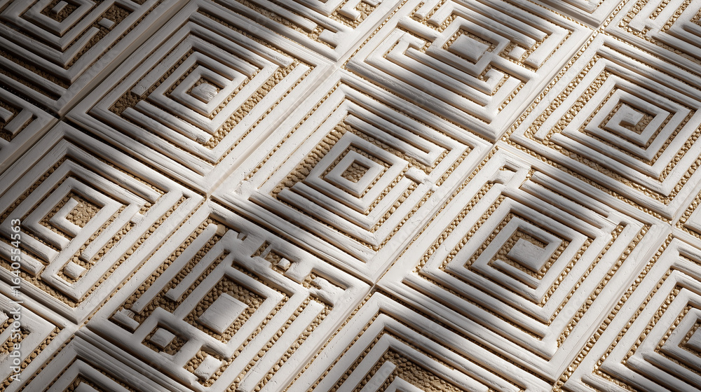 Fototapeta premium Glossy ceramic tiles with geometric embossed patterns