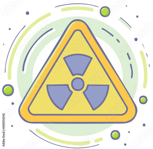 Triangular radioactive hazard warning symbol illustration with abstract swirling background