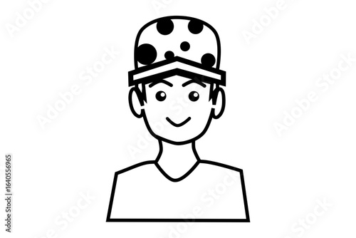 icon avatar a boy using hat with smiling face