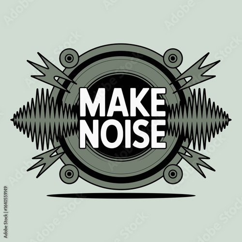 Loud speaker producing sound waves and energy burst amplifying audio output for music production and party atmosphere vector