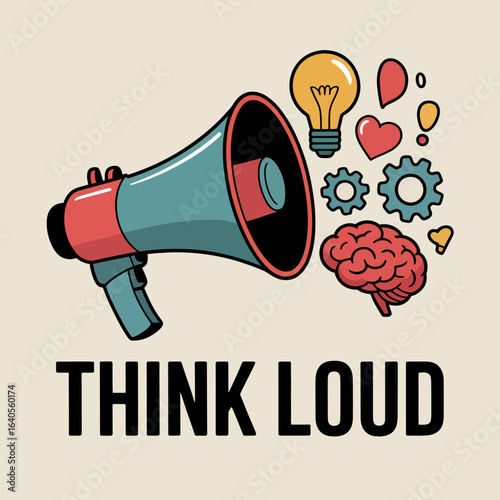 Megaphone emitting ideas brainstorming concept creative thinking and communication symbolizing loud thoughts and innovation vector