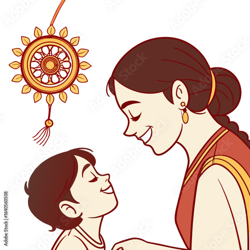 A sister ties rakhi on her brothers wrist during raksha bandhan celebration