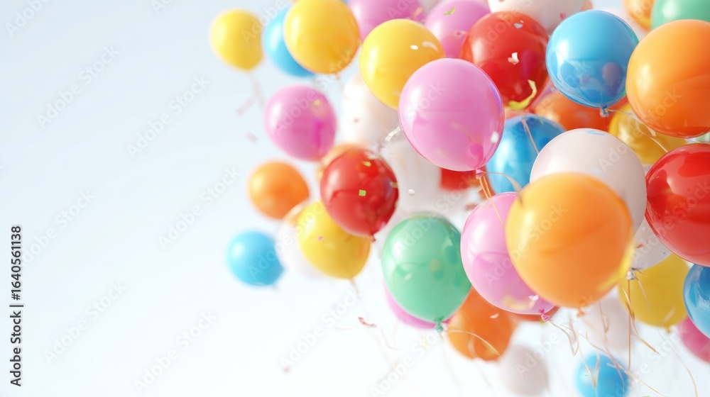 Colorful balloons fill the air, a celebration of joy and happiness Colorful balloons fill the air, a celebration of joy and happiness