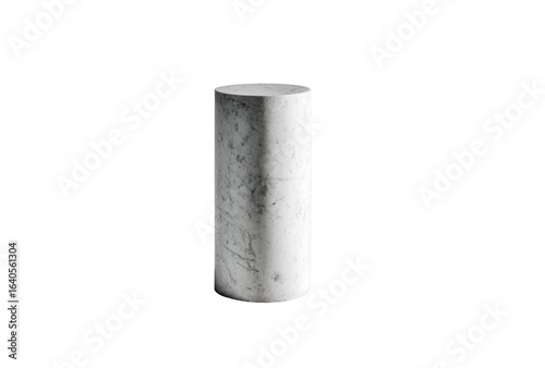 A concrete cylinder standing upright, isolated on transparent background