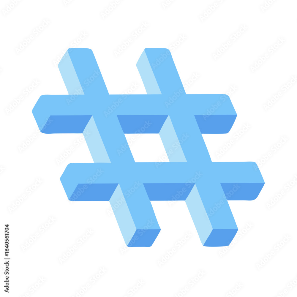 Obraz premium A light blue hashtag symbol isolated on white background for social media use