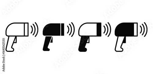 Barcode Scanner Icons Black and White Handheld Device Illustration Vector Design Set