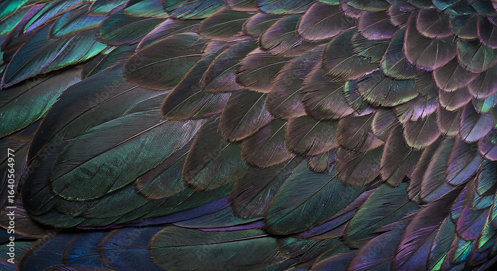 Obraz premium Close up of iridescent peacock feathers showcasing vibrant colors