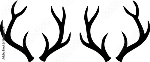 Set of four deer antlers isolated on white background isolated on transparent background silhouette