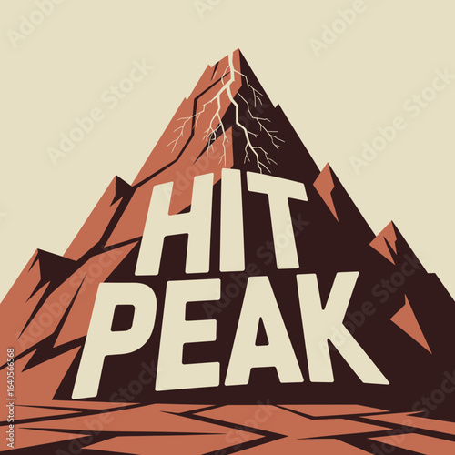 Dynamic mountain peak symbolizing success and achievement boldly displaying the phrase hit peak for business and motivational concepts vector