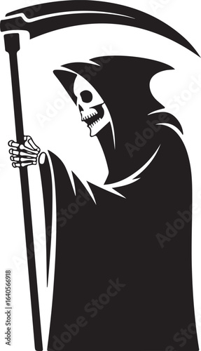 Grim reaper with scythe silhouette vector illustration design