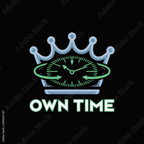 Royal crown emblem symbolizing ownership of time and mastery over schedule a modern chronograph watch element vector