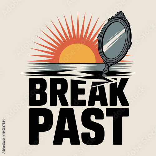Breaking past reflection sunrise represents new beginnings over cracked water symbolizing overcoming obstacles for a brighter future vector