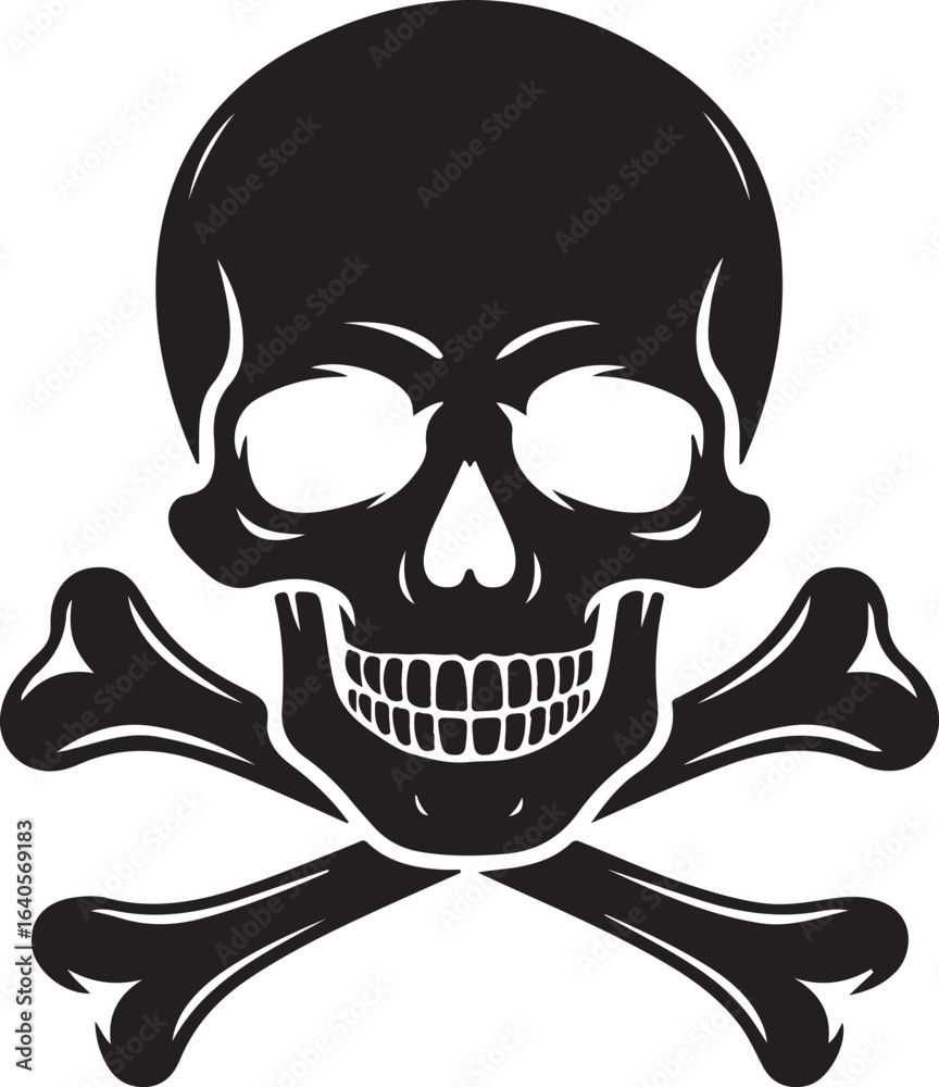 Fototapeta premium Skull with crossbones silhouette vector illustration design