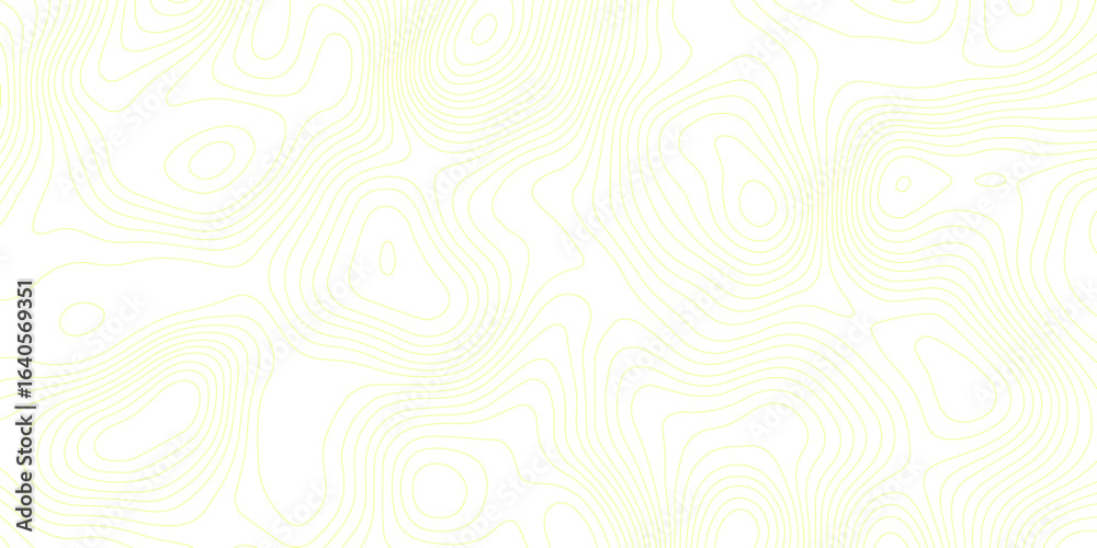Fototapeta premium topographic map illustration showing yellow contour lines on a white background, creating an abstract and organic pattern design element