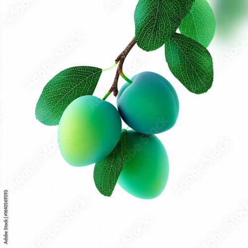 Green Foliage Plums Nature Fresh Organic Fruits Garden Edible Cuisine Summer Harvest Seasonal Vitamins Tropical Smooth Vibrant Juicy Ripe Decoration Photography Orchard Background Vegetarian