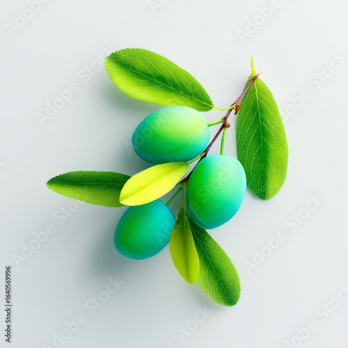Green Leaves Easter Egg Arrangement Spring Nature Freshness Colorful Organic Botanical Minimalism Closeup Aesthetic Season Design Growth Vibrant 