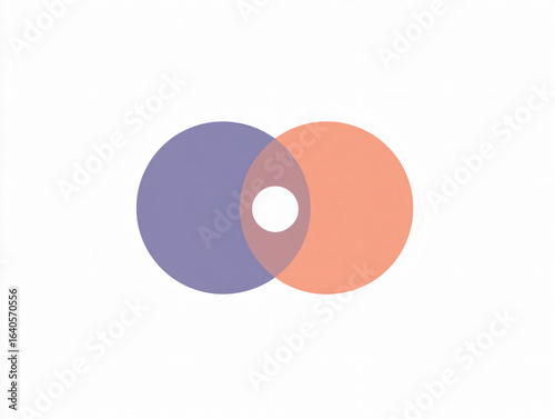Circle Overlap Design Purple Orange Minimalism Abstract Symbol Vector Artwork Shape Modern Style White Background Visual Form Geometry Concept 