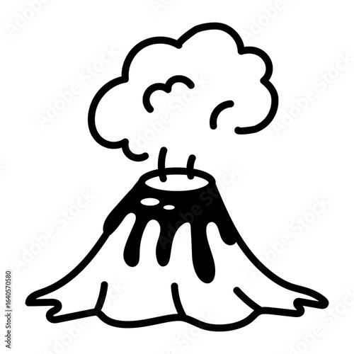 A doodle style icon showing volcano
