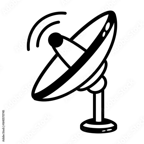 A doodle style icon showing satellite dish
