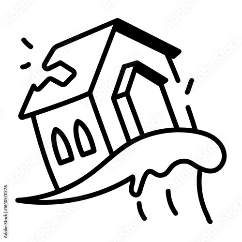 A hand drawn style icon showing tsunami
