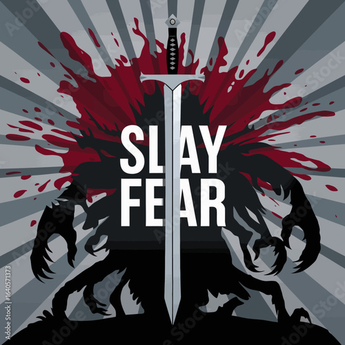 Bold typography and graphic elements inspire courage against adversity motivational quote slay fear vector