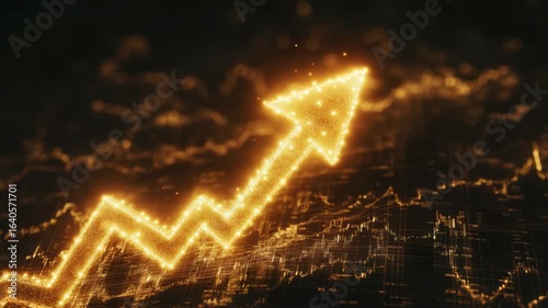 Wallpaper Mural Rising glowing golden arrow with sparkling light over dynamic financial chart background symbolizing growth success investment business upward trend data visualization futuristic design Torontodigital.ca