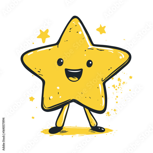 This delightful, cartoon-style illustration of a smiling star character with legs is perfect for websites or blogs about achievements, reviews, children's content, or positive feedback.

