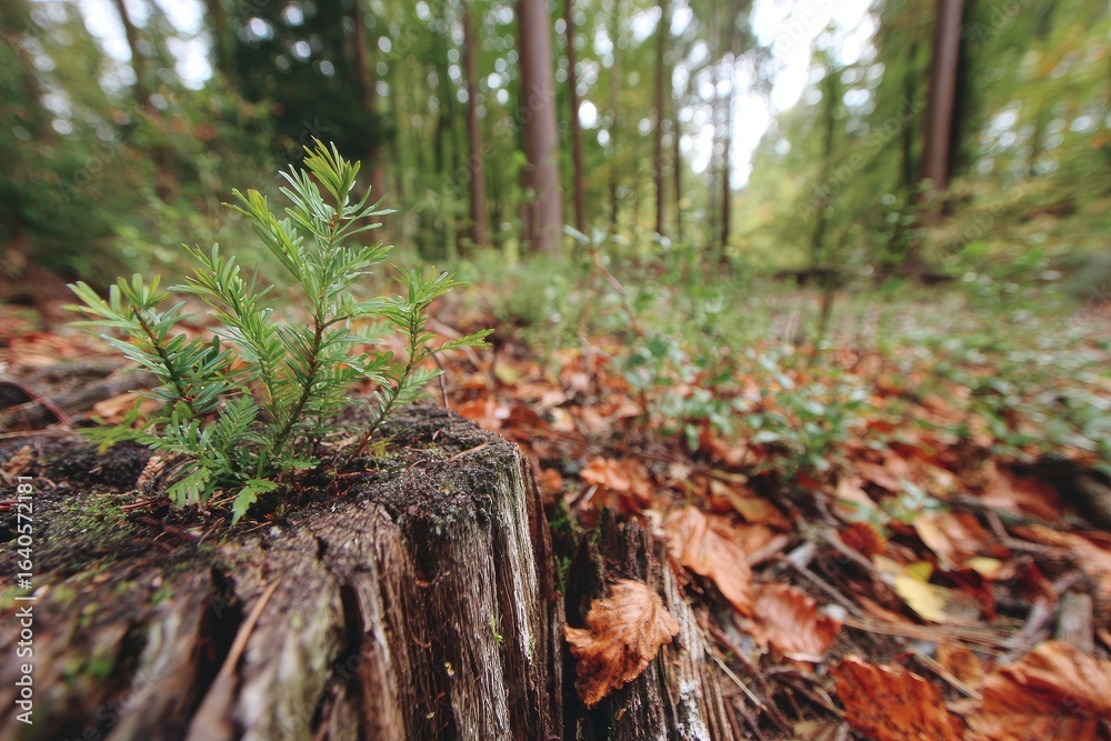 Obraz premium Forest floor with young growth