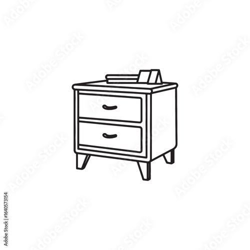  Nightstand Furniture Continuous line draw Full length single line animation.