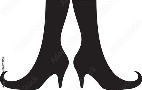 Witch shoes and legs silhouette vector illustration design