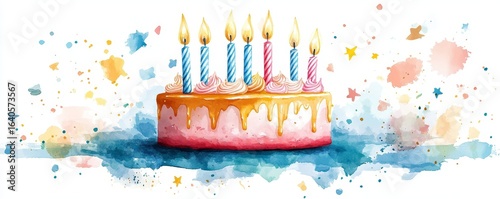 Birthday cake with candles, symbolizing celebration, joy, and the spirit of festivity, Generative AI