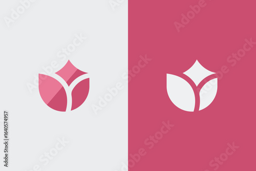 Minimal rose flower logo and icon