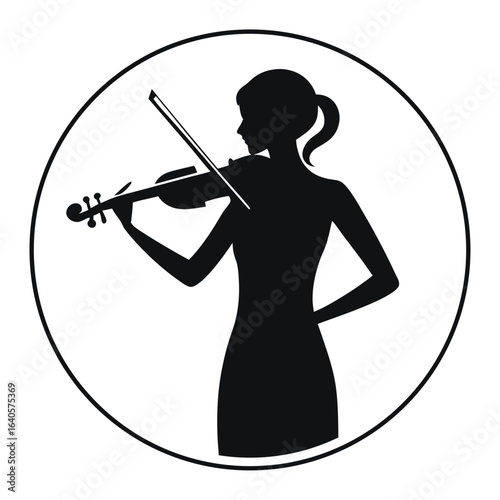 Elegant Female Violinist Silhouette Illustration
