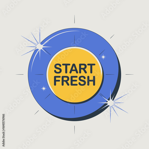 Start fresh motivational phrase graphic with gleaming accents on a subtle gray surface symbolizing new beginnings and positive energy vector